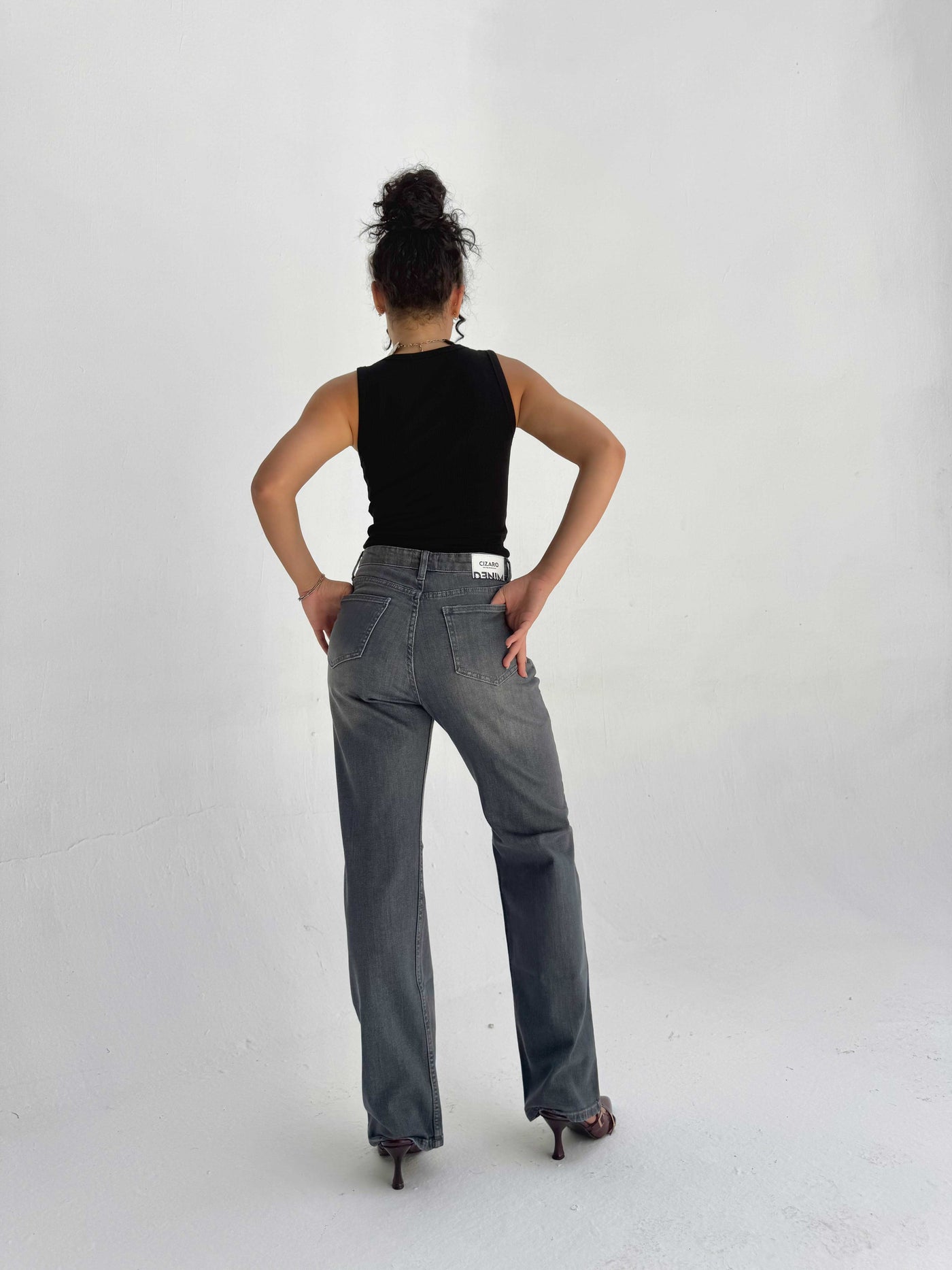 Straight High Waist – Washed Gray Jeans Straight CIZARO - Cizaro Jeans