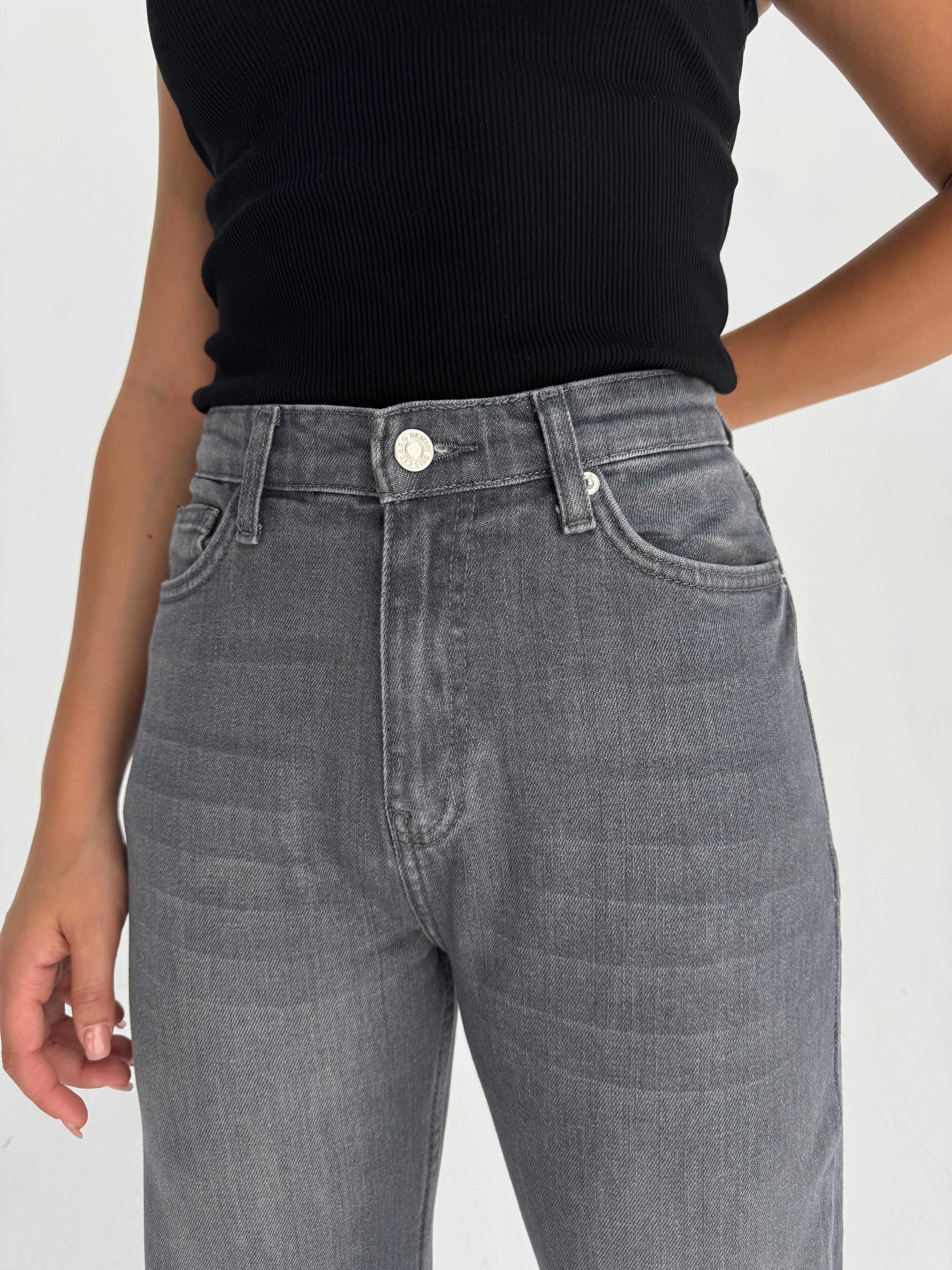 Straight High Waist – Washed Gray Jeans