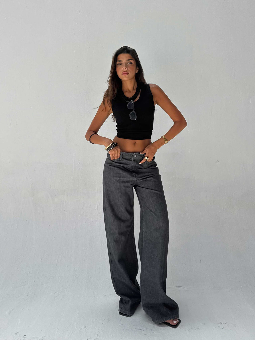 Straight High Waist – Gray Jeans