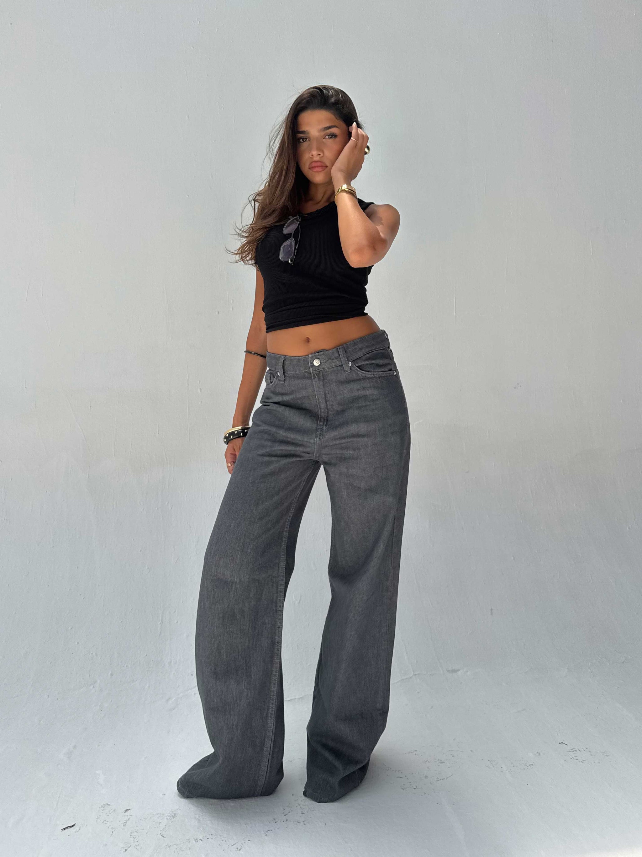 Straight High Waist – Gray Jeans Straight CIZARO - Cizaro Jeans
