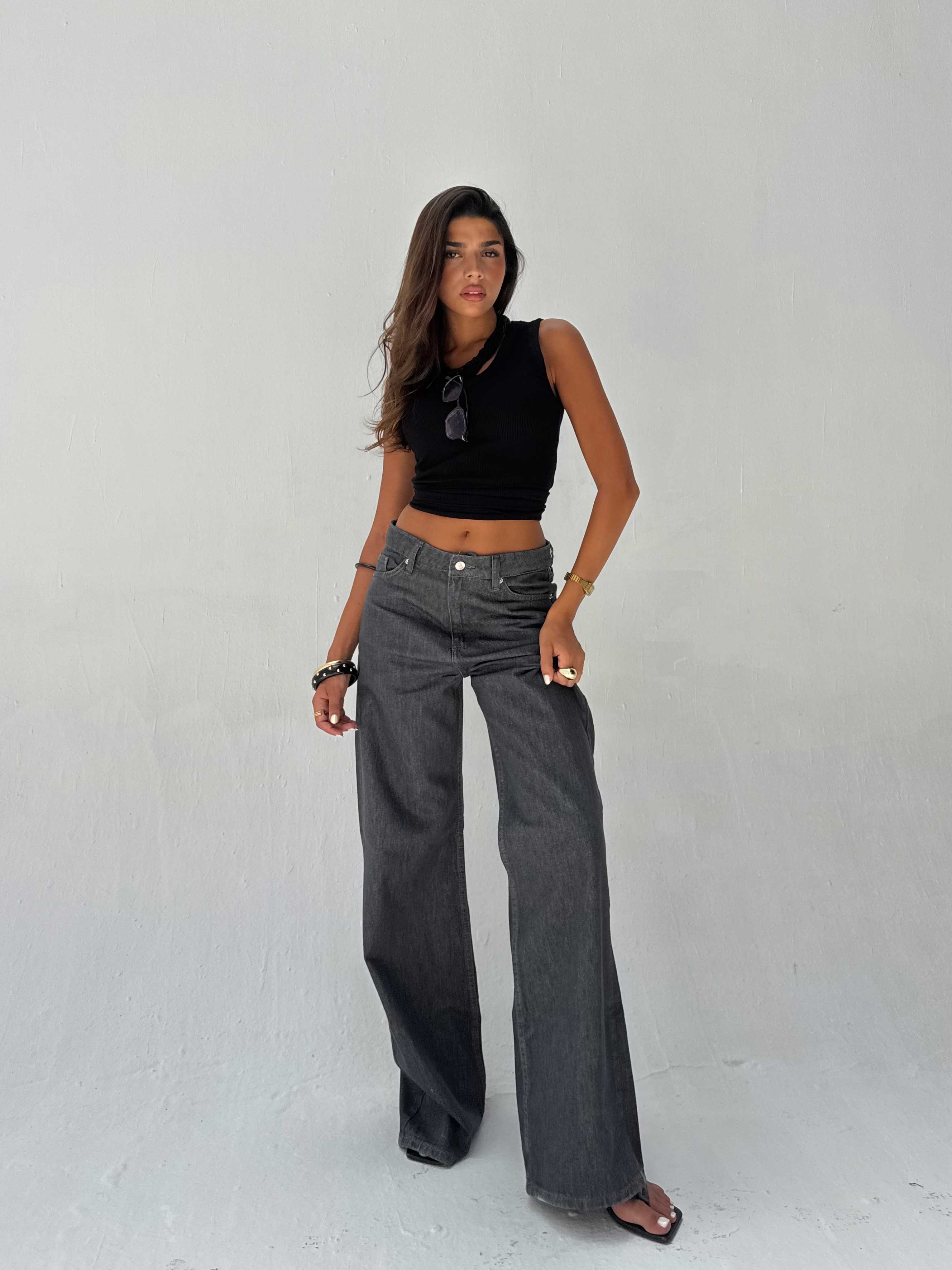 Straight High Waist – Gray Jeans
