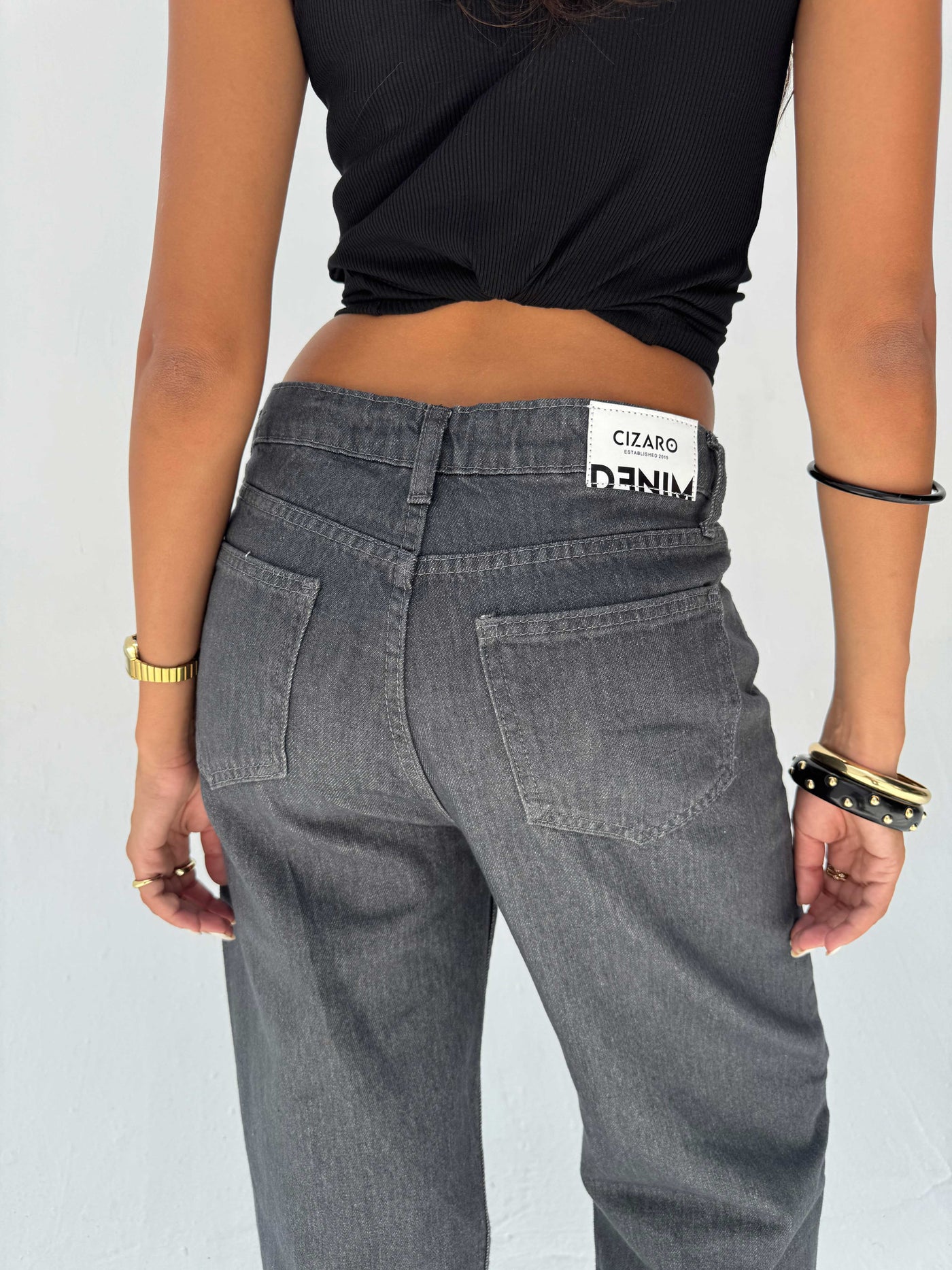 Straight High Waist – Gray Jeans Straight CIZARO - Cizaro Jeans