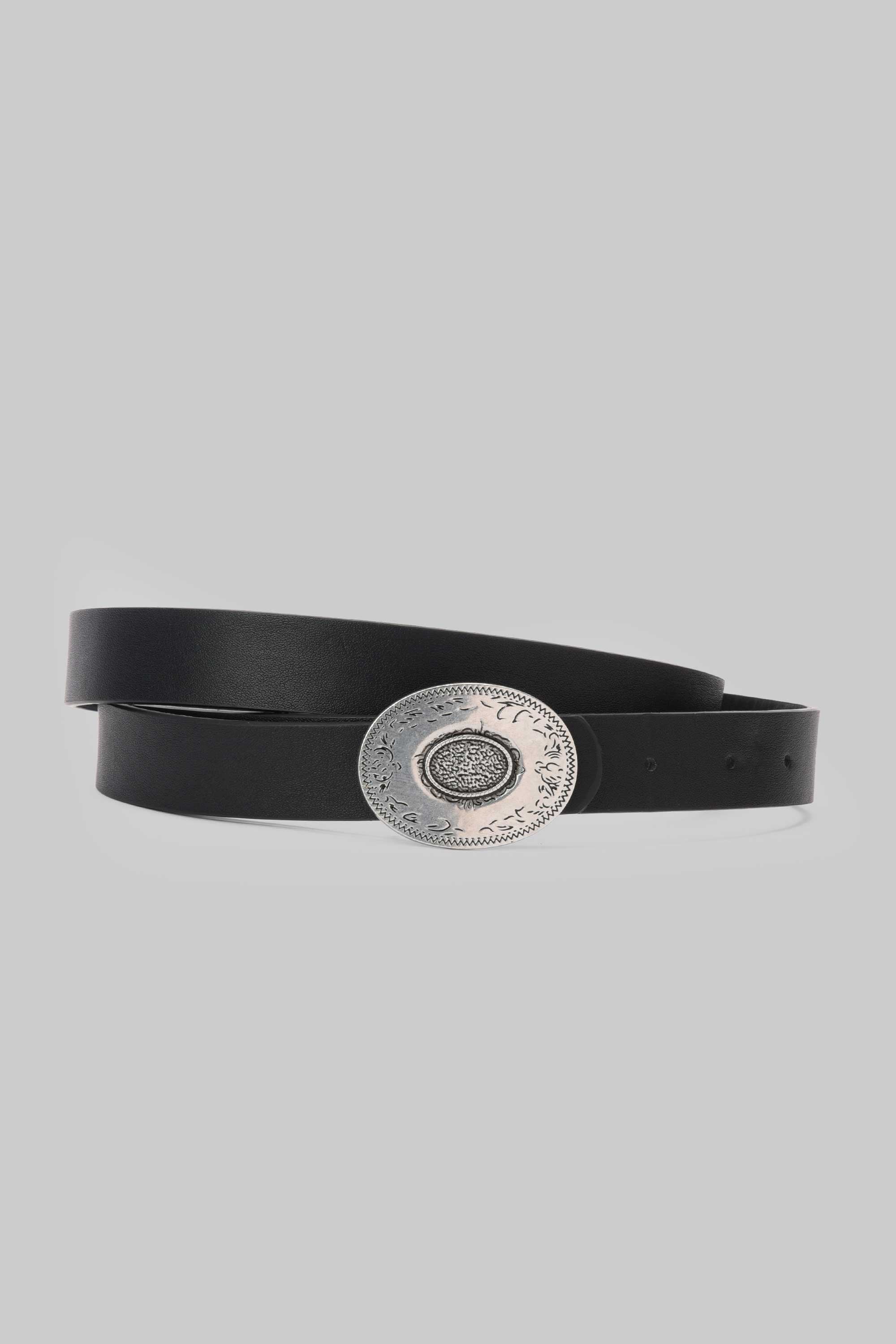 Black Vintage Engraved Buckle belt CIZARO - Cizaro Jeans