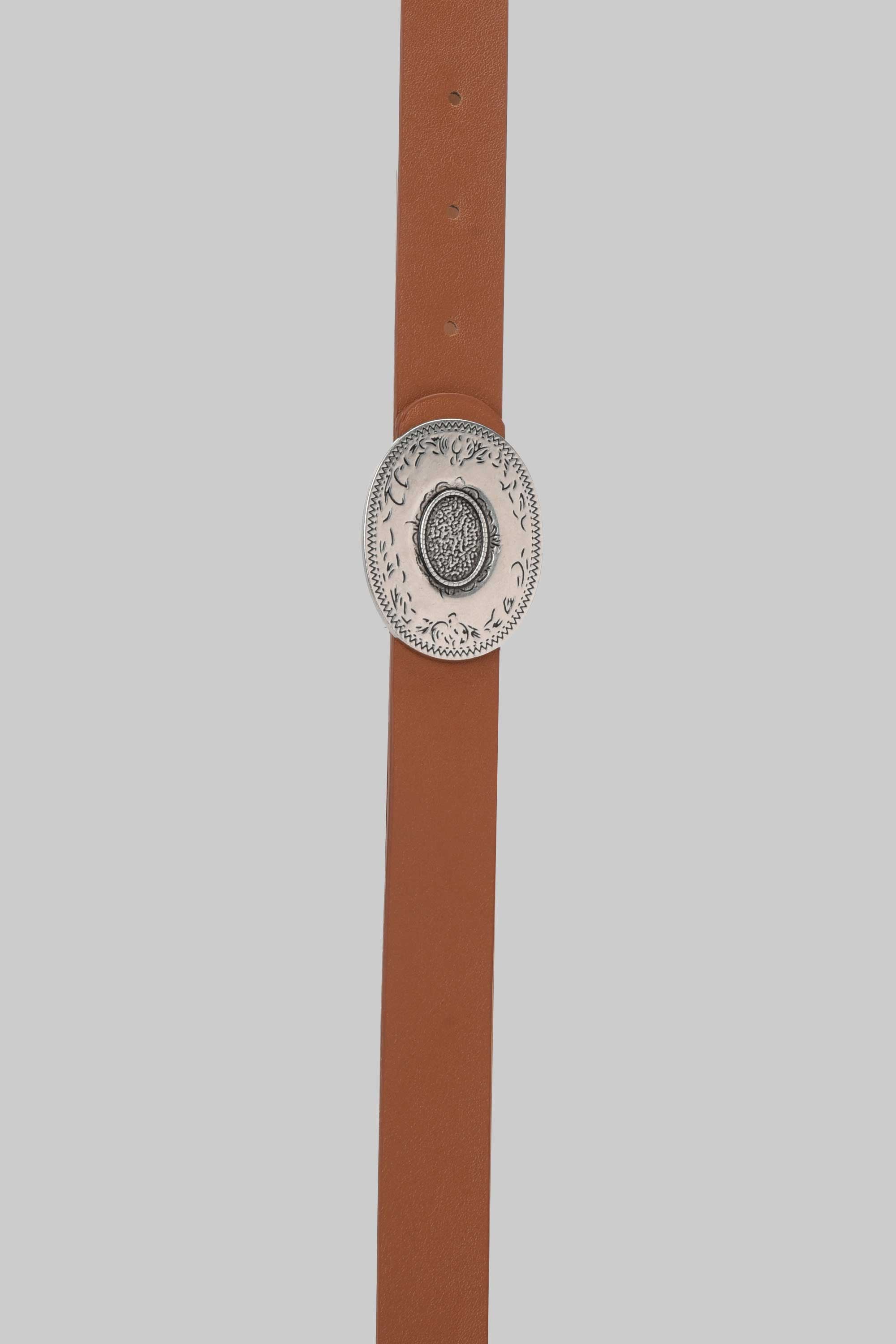 Honey Brown Vintage Engraved Buckle Belt belt CIZARO - Cizaro Jeans