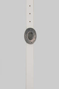 White Vintage Engraved Buckle belt CIZARO - Cizaro Jeans