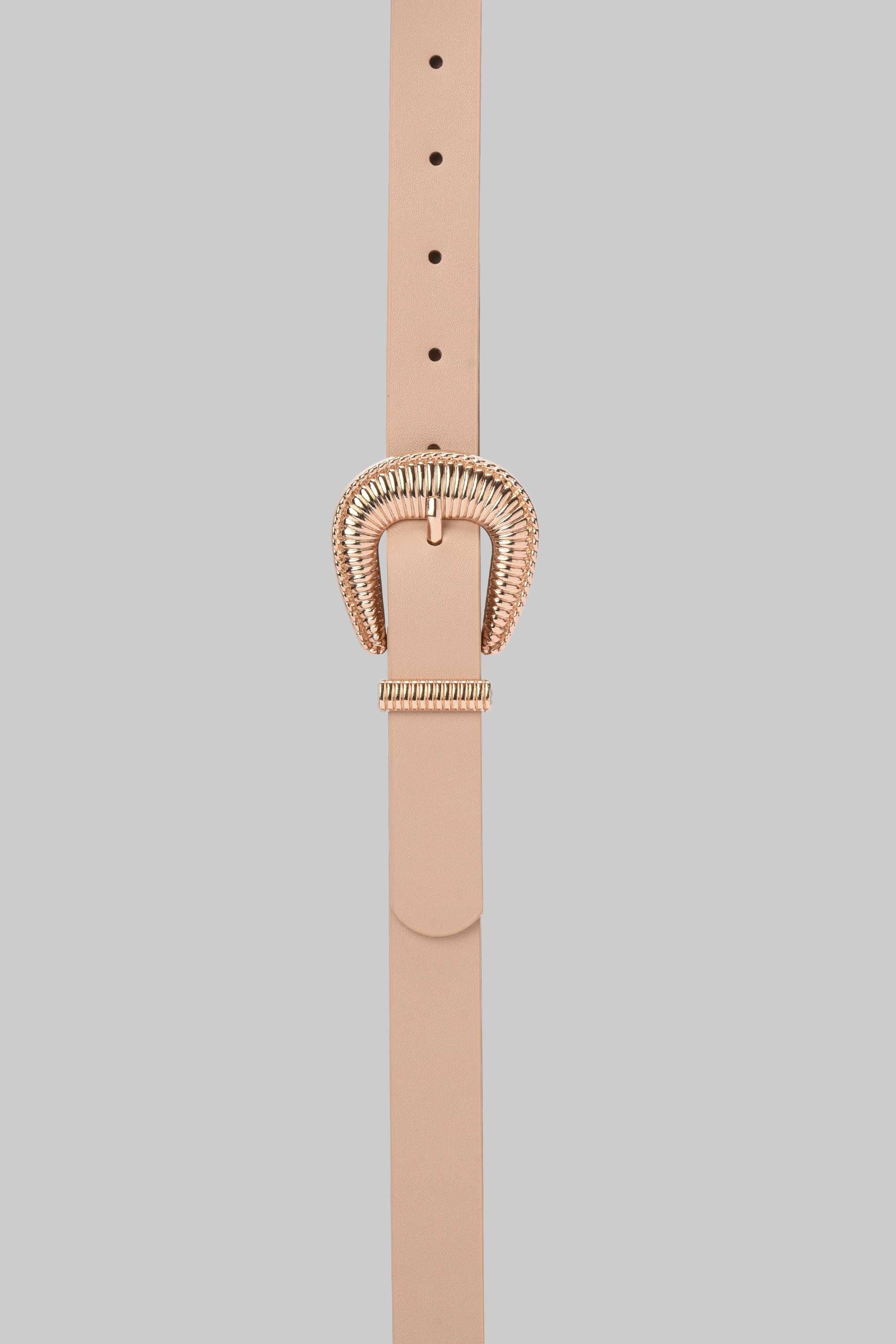 Beige Textured Gold Buckle Belt belt CIZARO - Cizaro Jeans