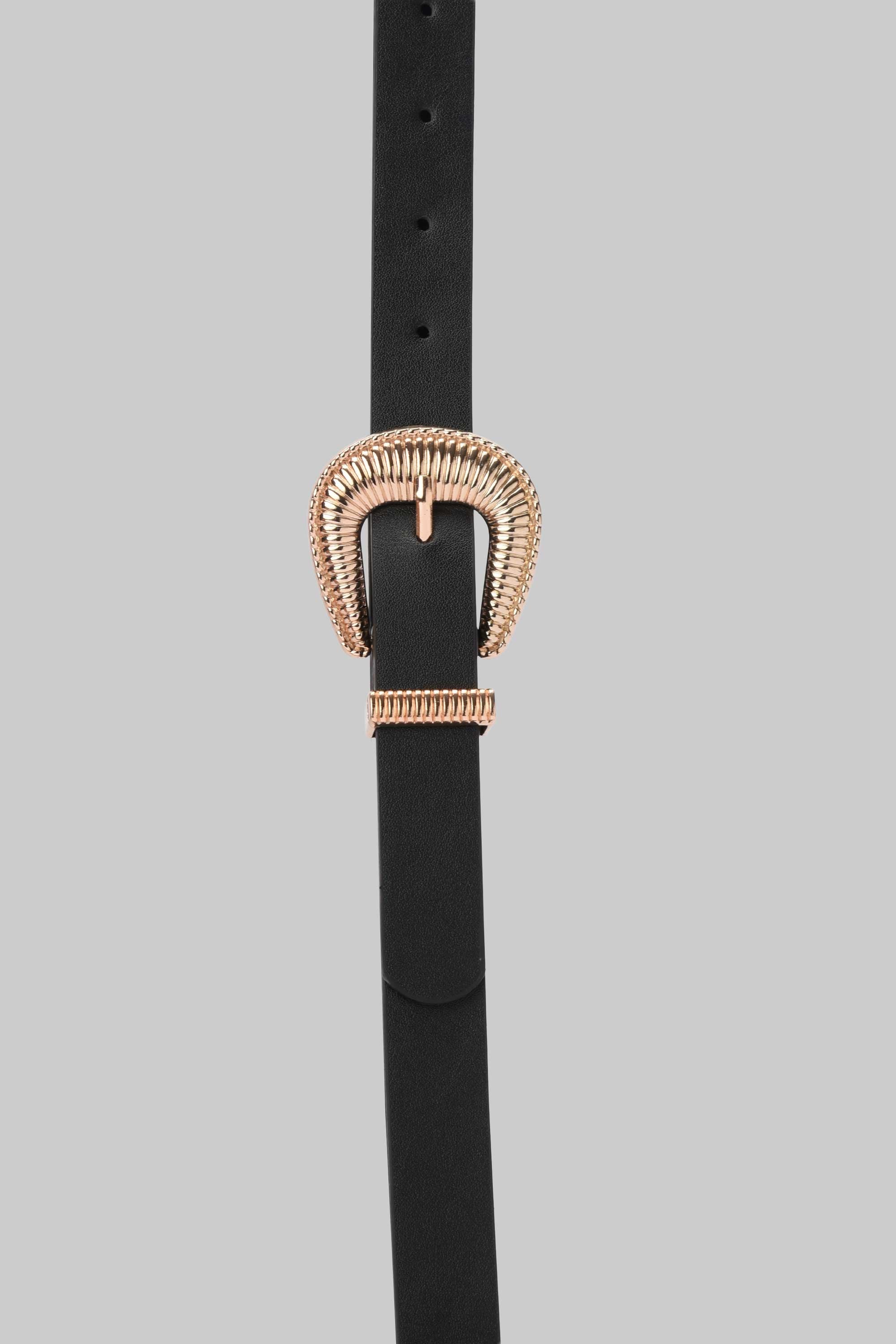 Black Textured Gold Buckle Belt belt CIZARO - Cizaro Jeans