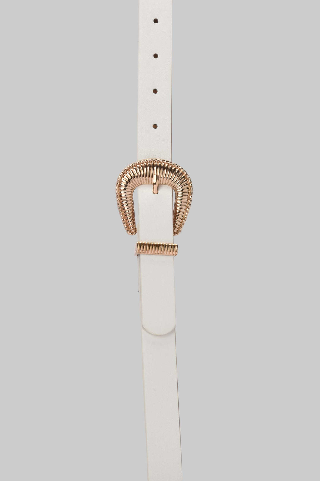 White Textured Gold Buckle Belt belt CIZARO - Cizaro Jeans