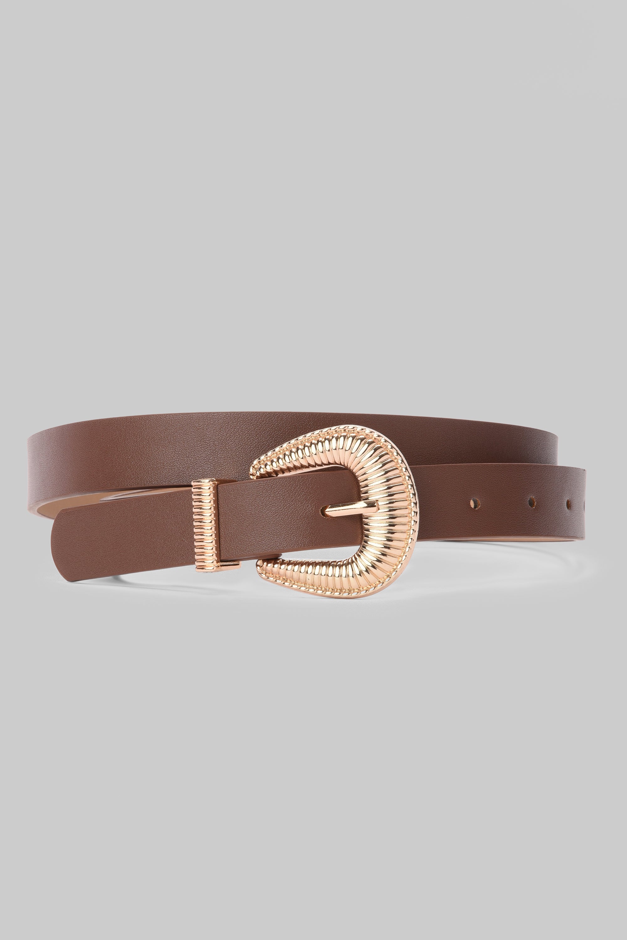 Brown Textured Gold Buckle Belt belt CIZARO - Cizaro Jeans