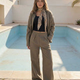 Deep Olive Oversized Shirt – Linen Effect