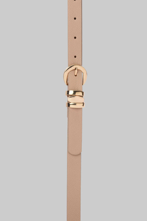 Beige Minimal Gold Buckle Belt belt CIZARO - Cizaro Jeans