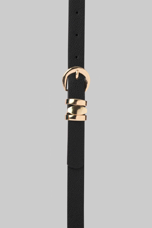 Black Minimal Gold Buckle Belt