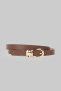 Brown Minimal Gold Buckle Belt
