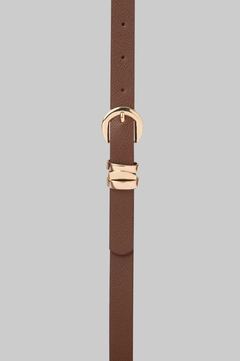 Brown Minimal Gold Buckle Belt