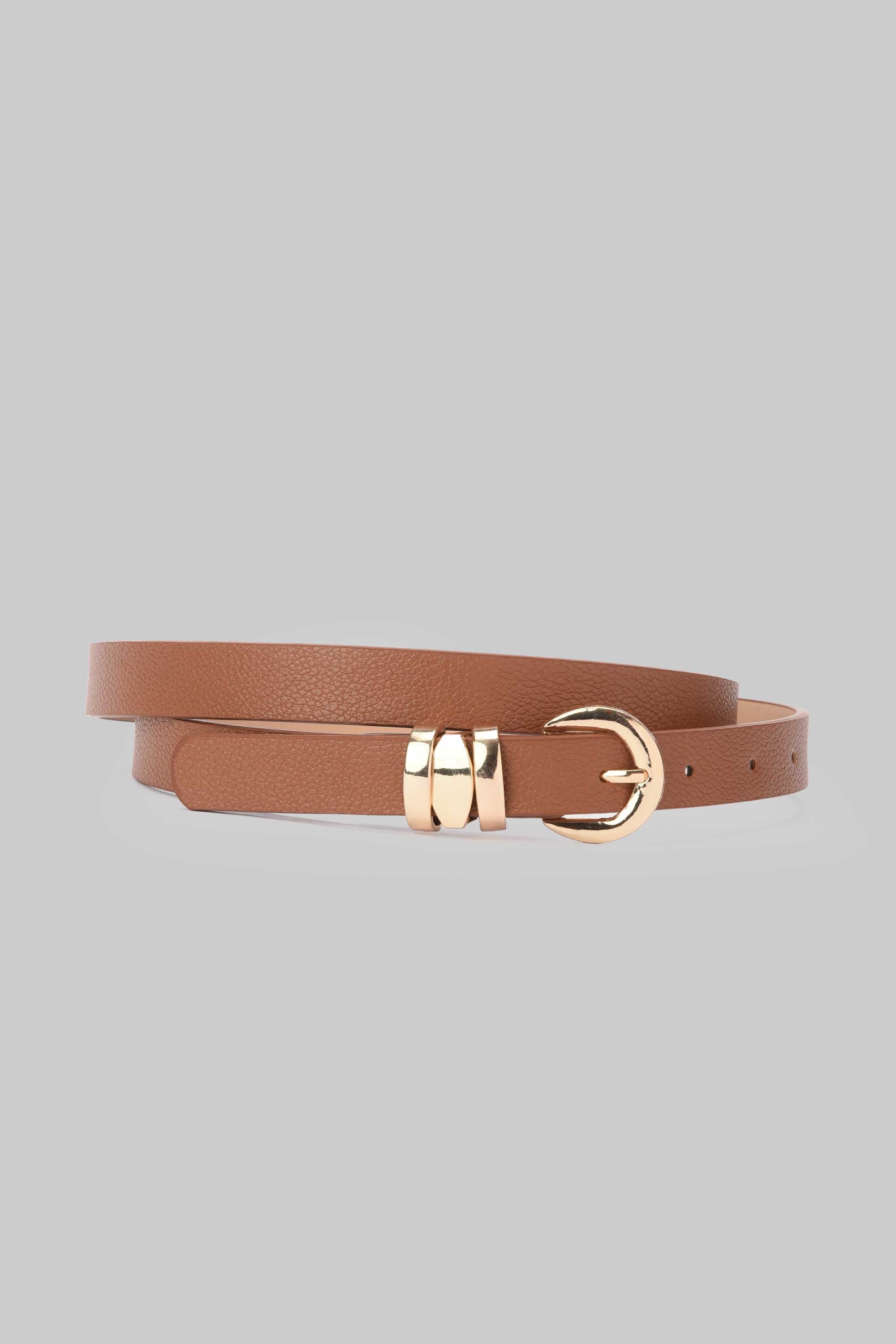 Honey Gold Buckle Skinny Belt Belt CIZARO - Cizaro Jeans