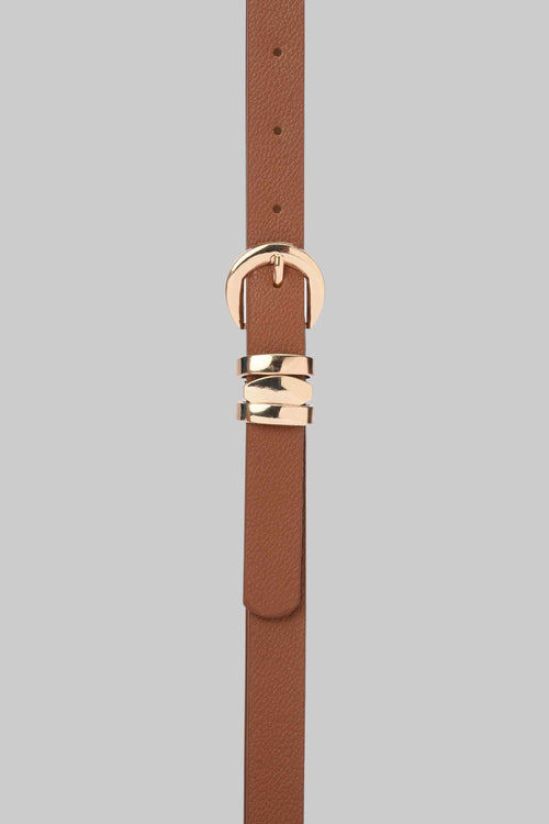 Honey Gold Buckle Skinny Belt