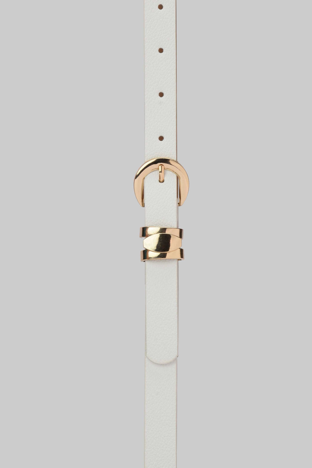 White Minimal Gold Buckle Belt