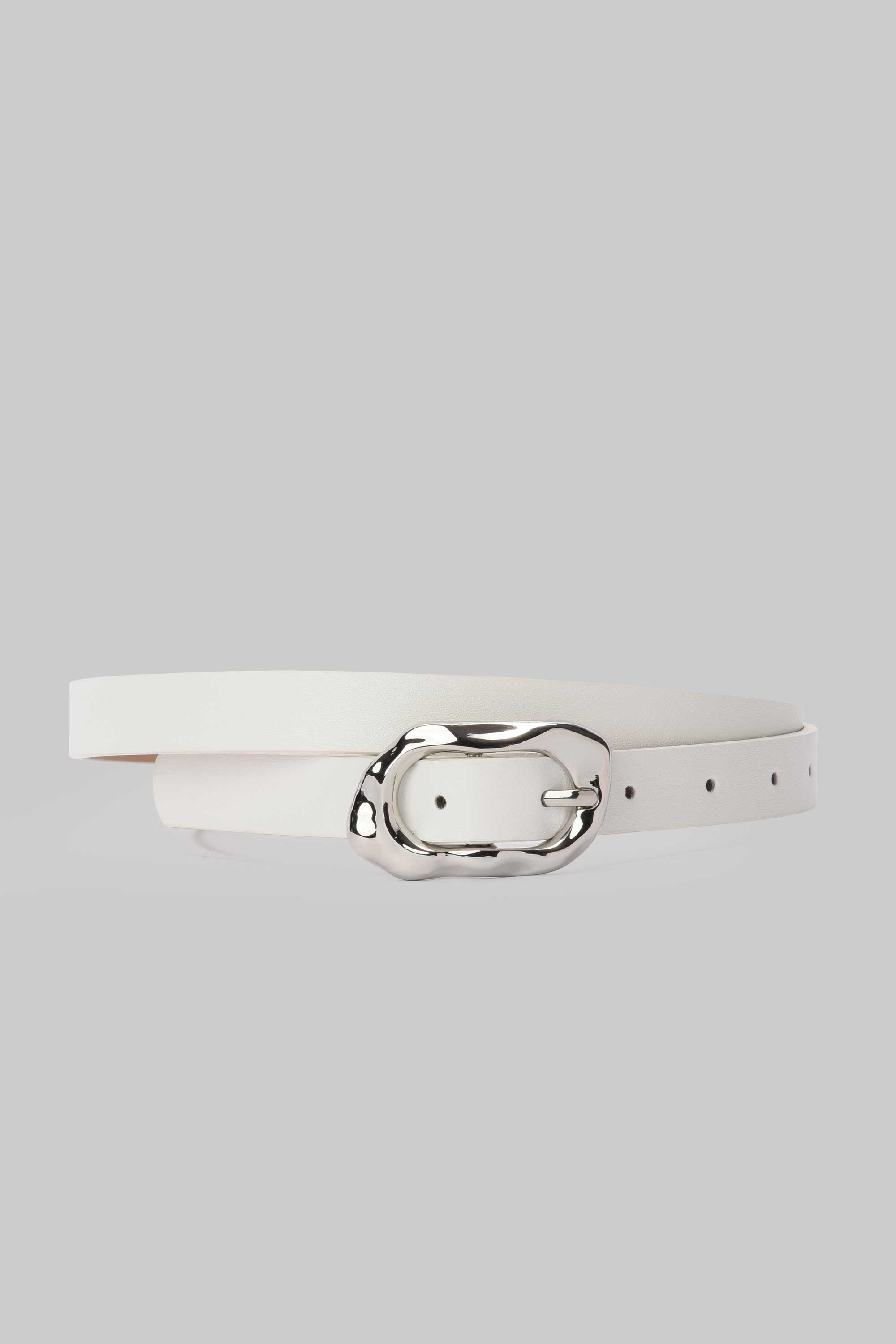 White Molten Buckle Belt