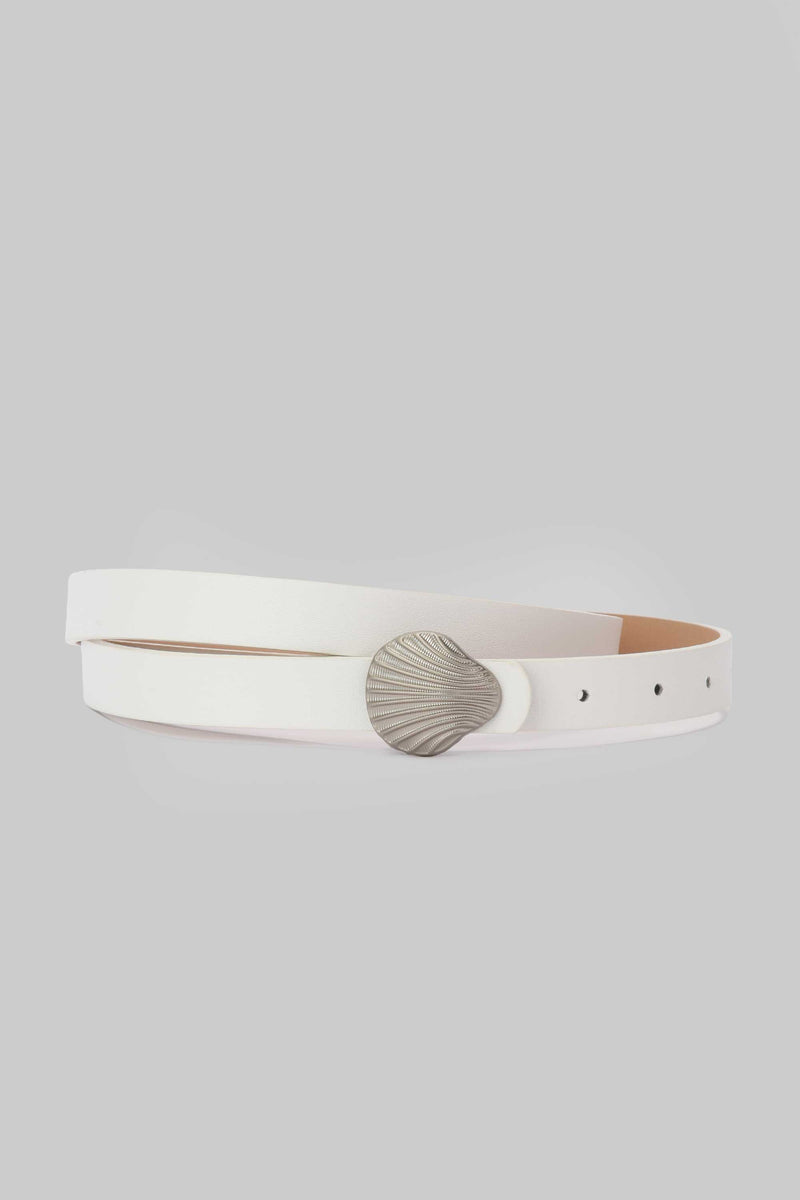 White Shell Buckle Belt belt CZBELT - Cizaro Jeans