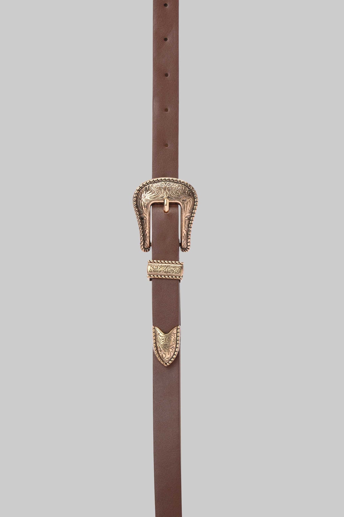 Chocolate Western Buckle Belt Belt Cizaro - Cizaro Jeans