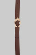 Chocolate Horseshoe Buckle Slim Belt belt CIZARO - Cizaro Jeans