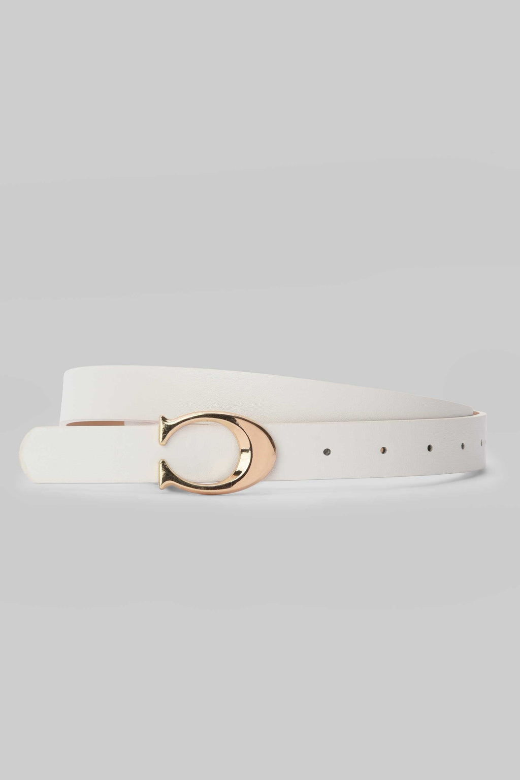 White Horseshoe Buckle Slim Belt belt CIZARO - Cizaro Jeans