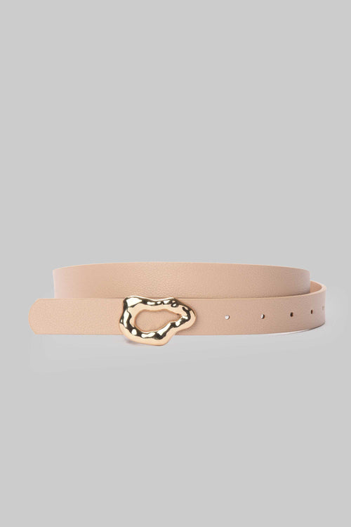 Beige Organic Gold Buckle Belt belt CIZARO - Cizaro Jeans