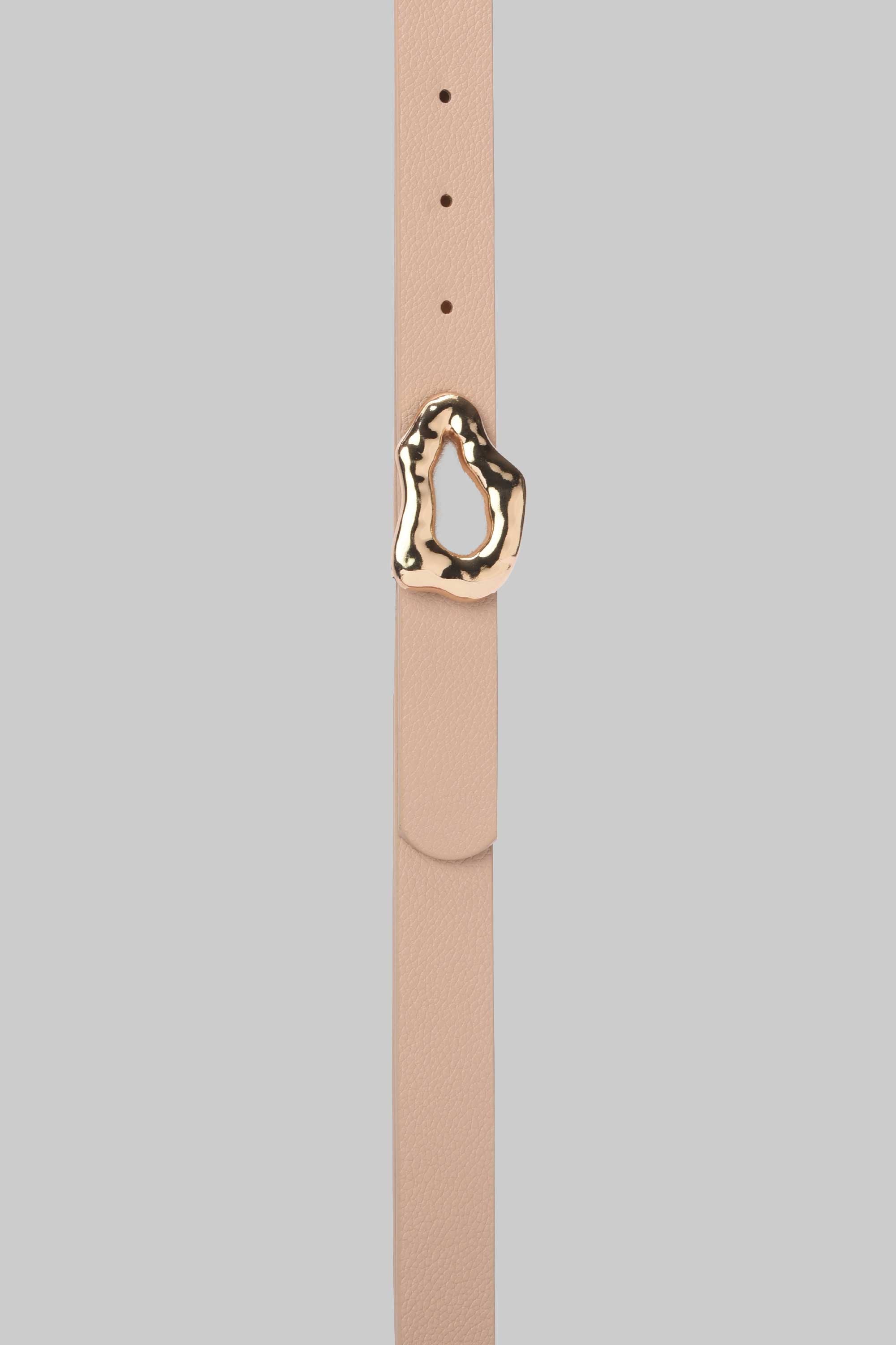 Beige Organic Gold Buckle Belt
