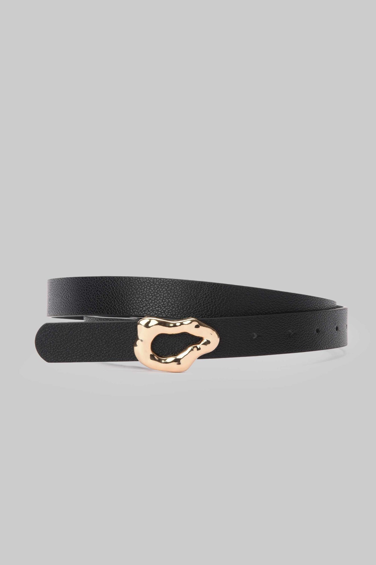 Black Organic Gold Buckle Belt Belt CIZARO - Cizaro Jeans