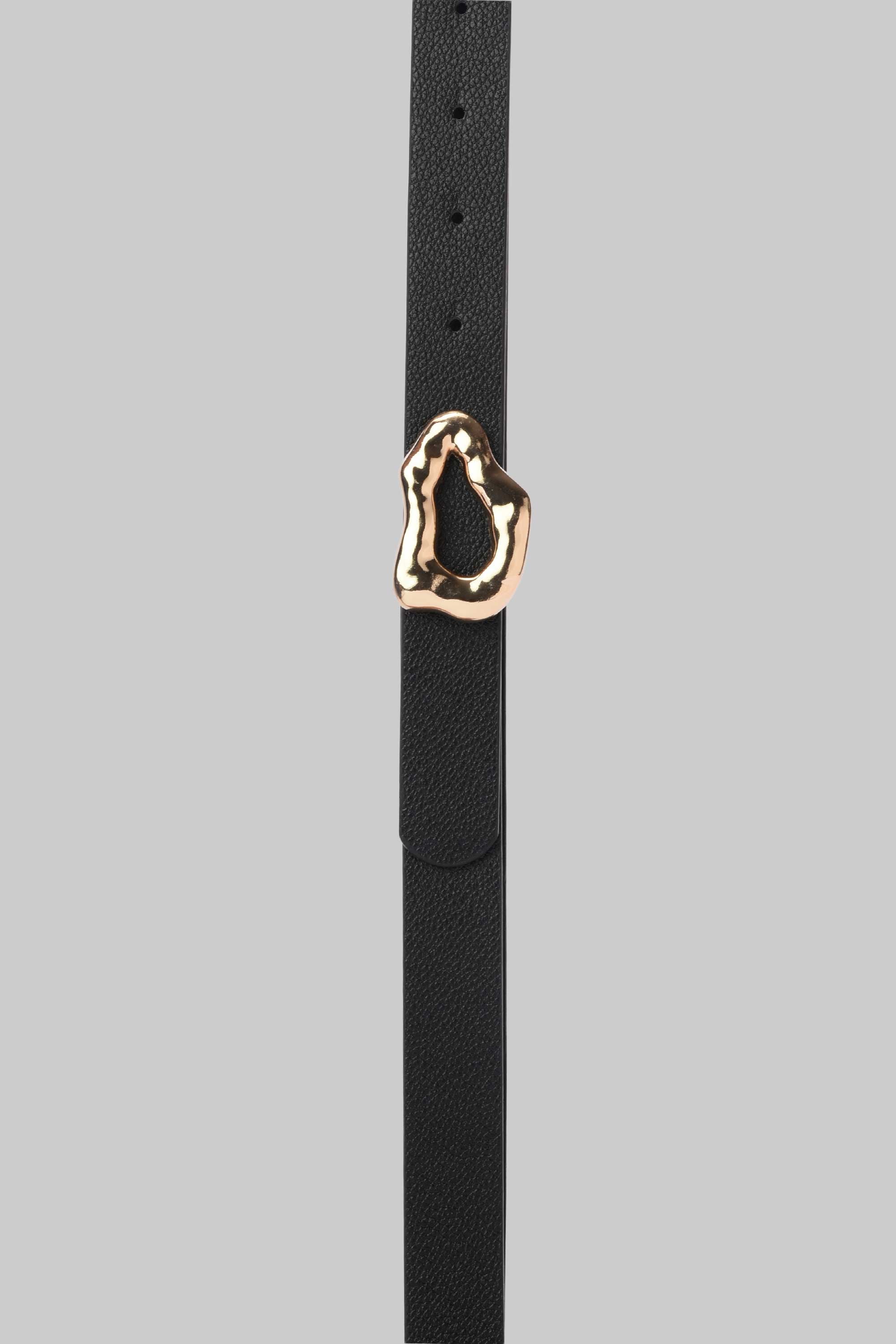 Black Organic Gold Buckle Belt Belt CIZARO - Cizaro Jeans