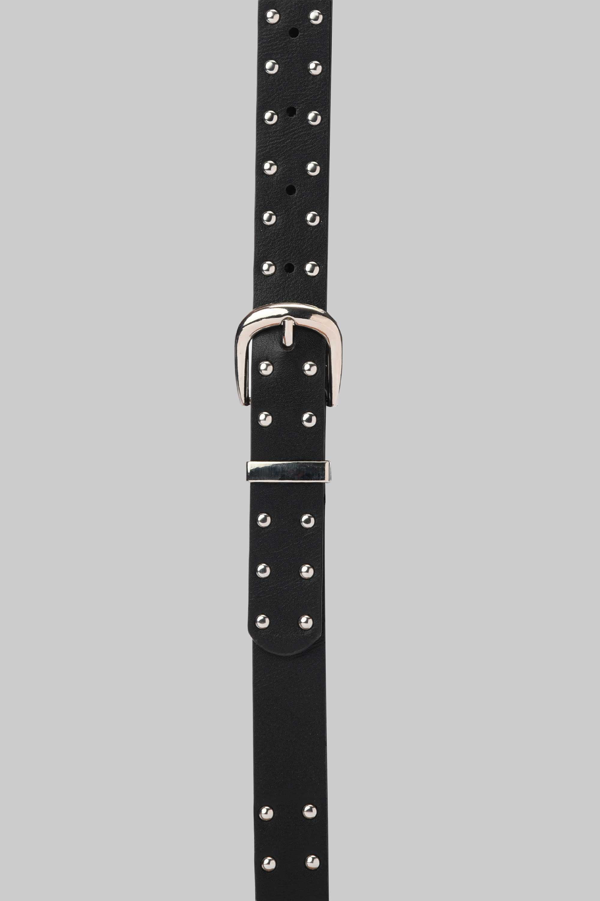 Black Studded Skinny Belt