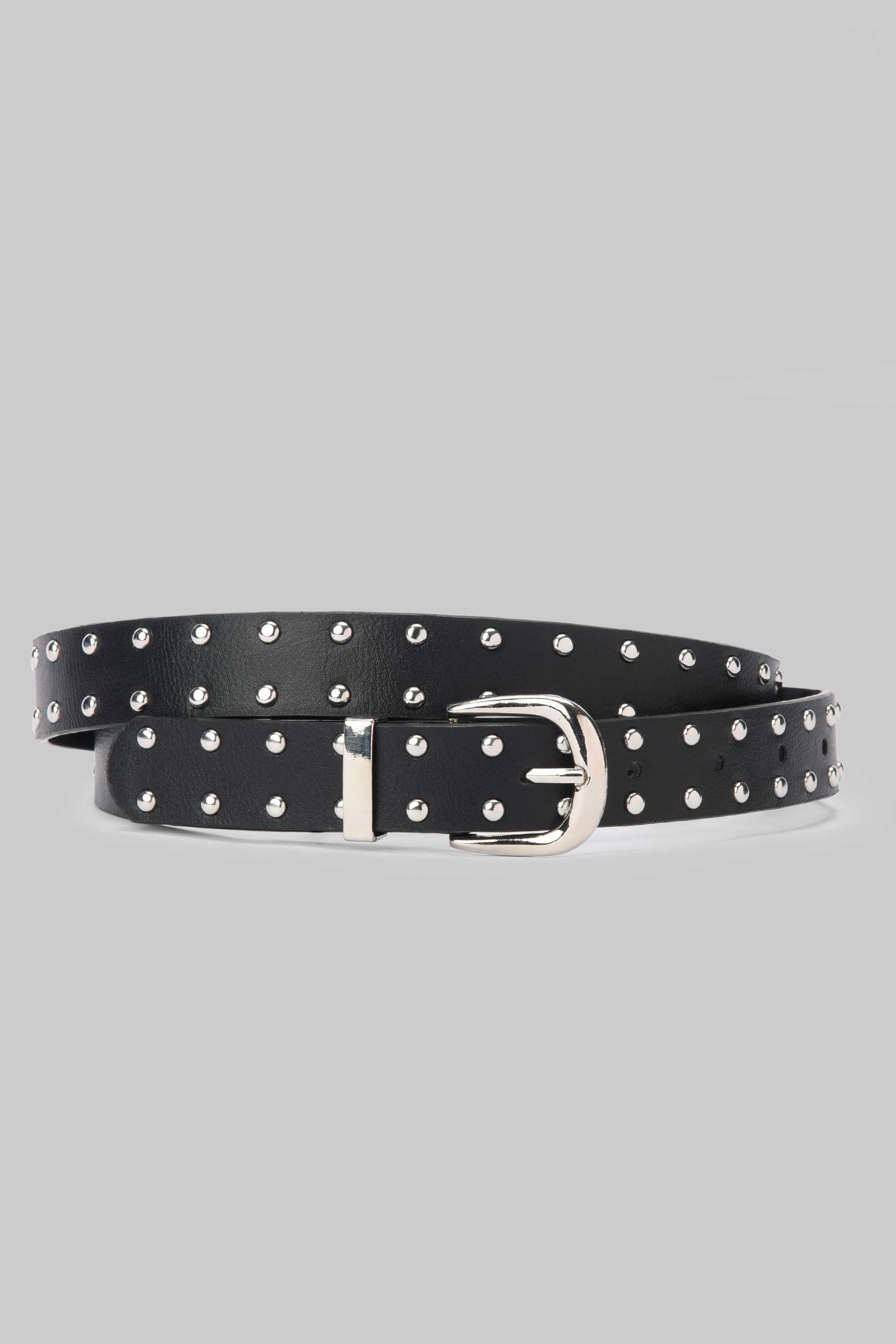 Black Studded Skinny Belt