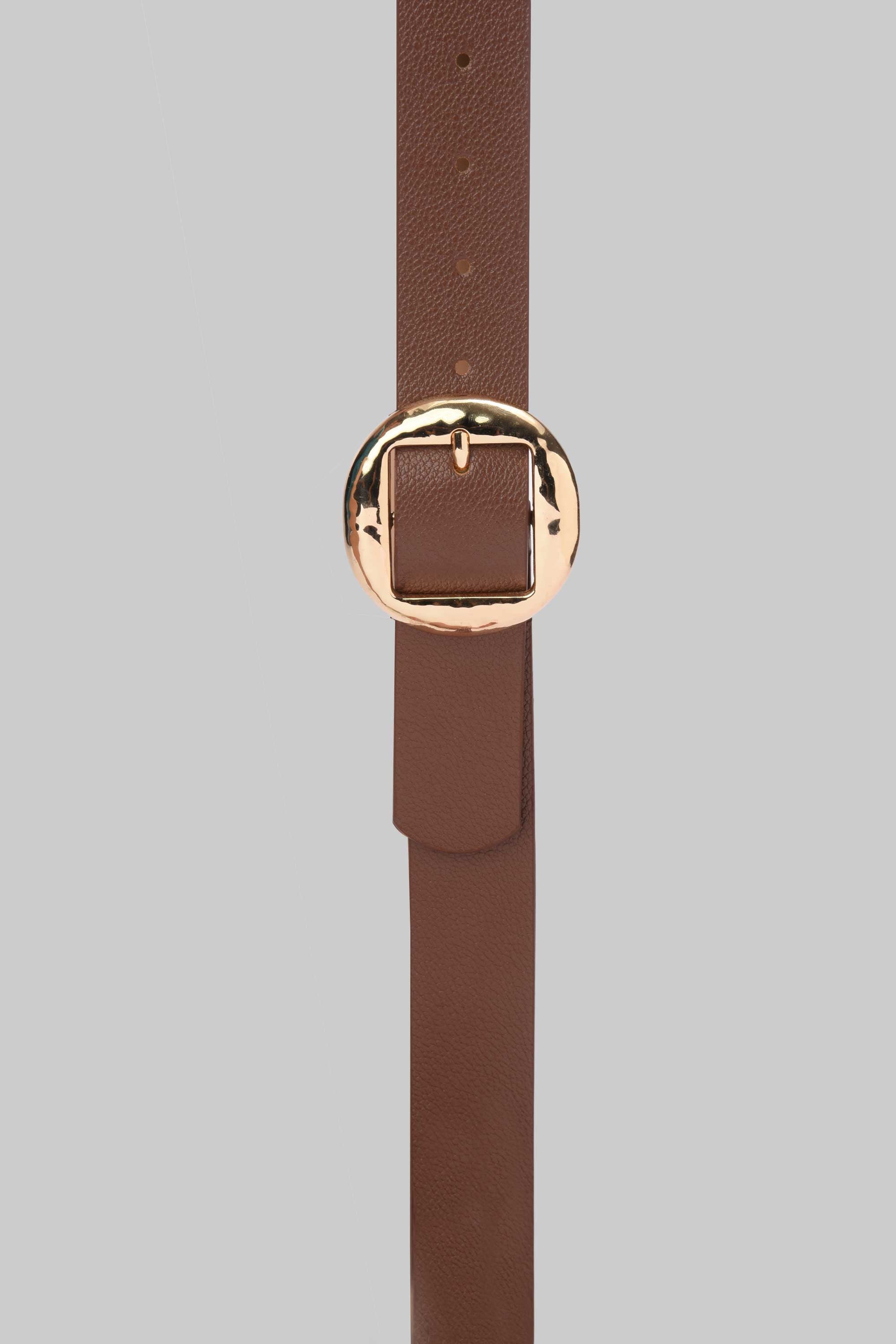Brown Hammered Circle Buckle Belt