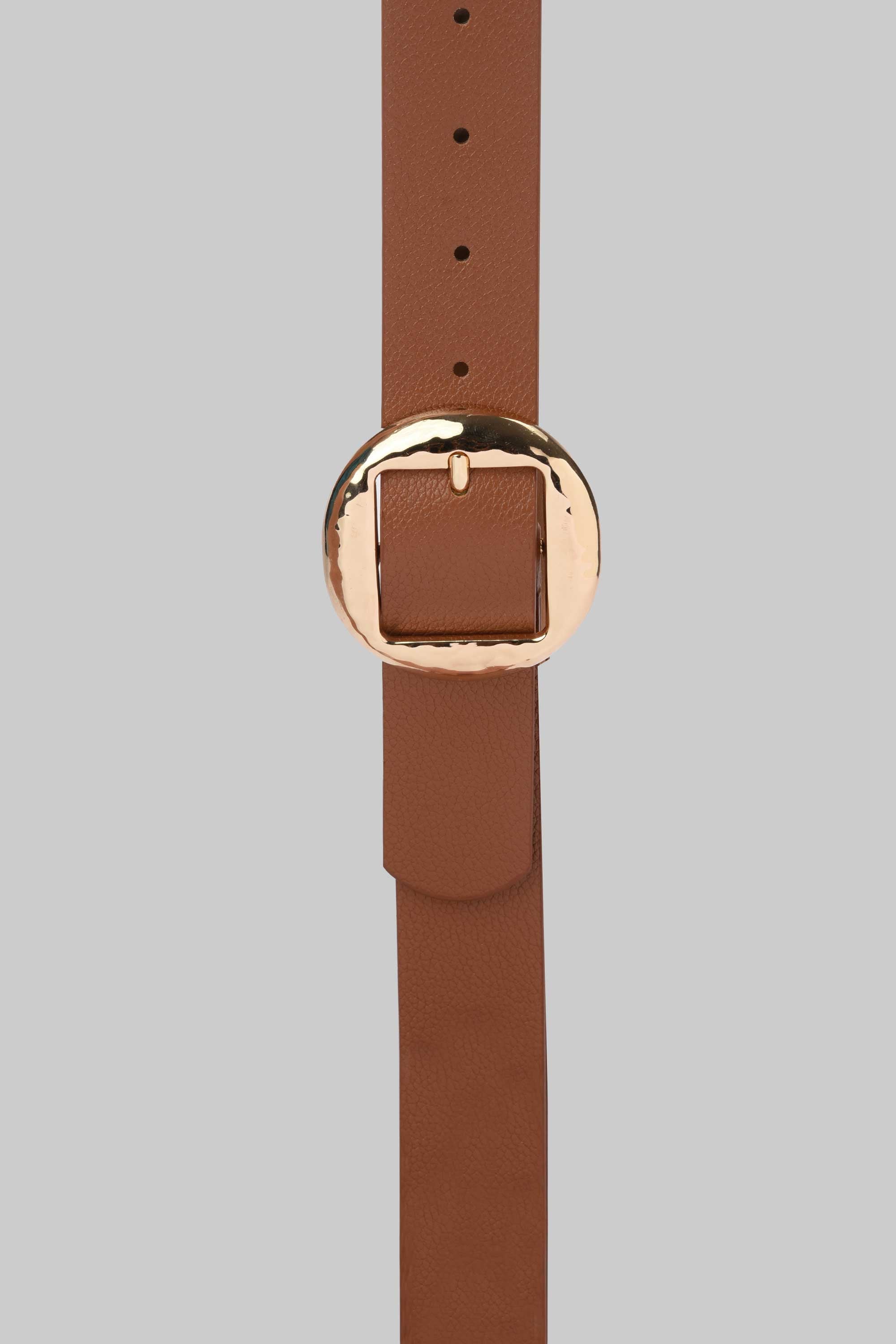 Honey Hammered Circle Buckle Belt