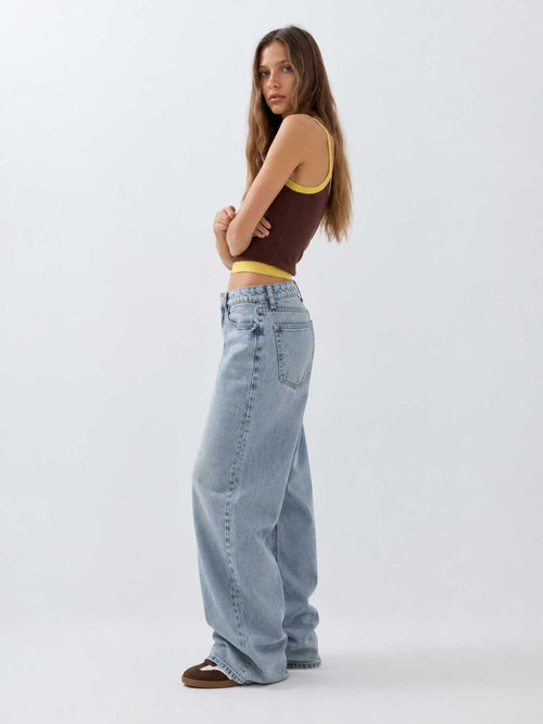 Baggy – High-Waist Flex Waist Light Acid Blue Jeans Baggy CIZARO - Cizaro Jeans