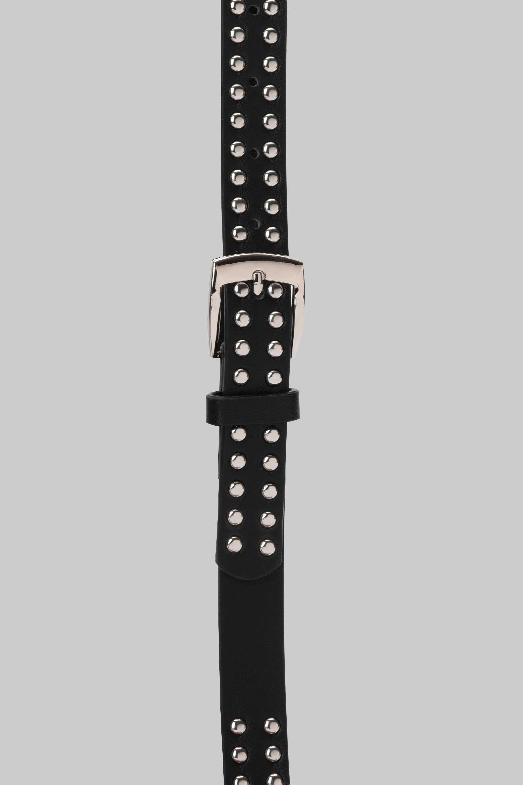 Black Studded Silver Buckle Belt