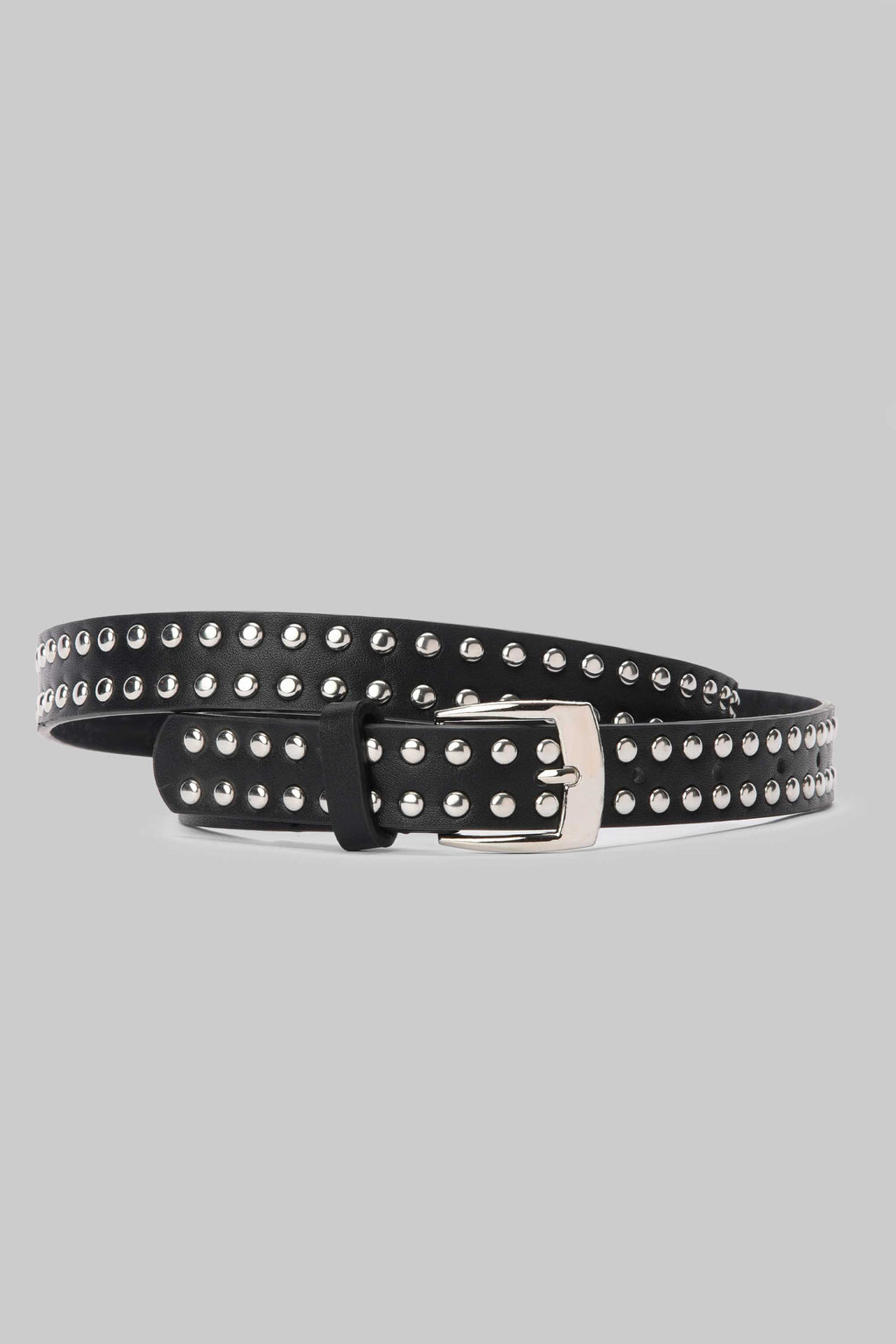 Black Studded Silver Buckle Belt