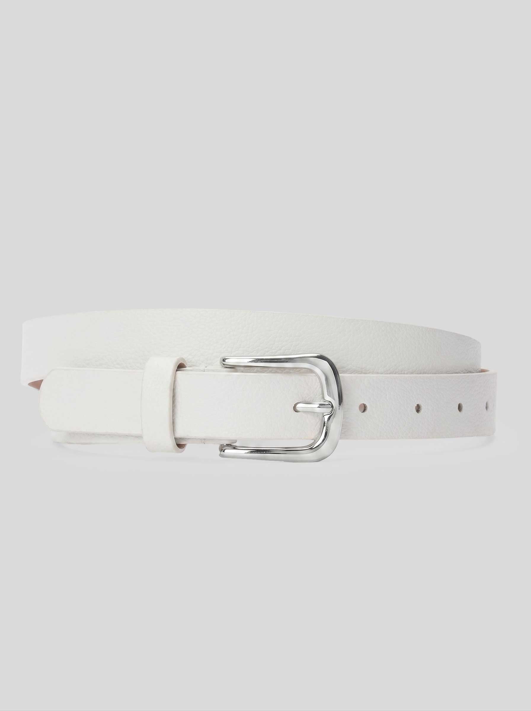 White Classic Silver Buckle Belt belt CZBELT - Cizaro Jeans
