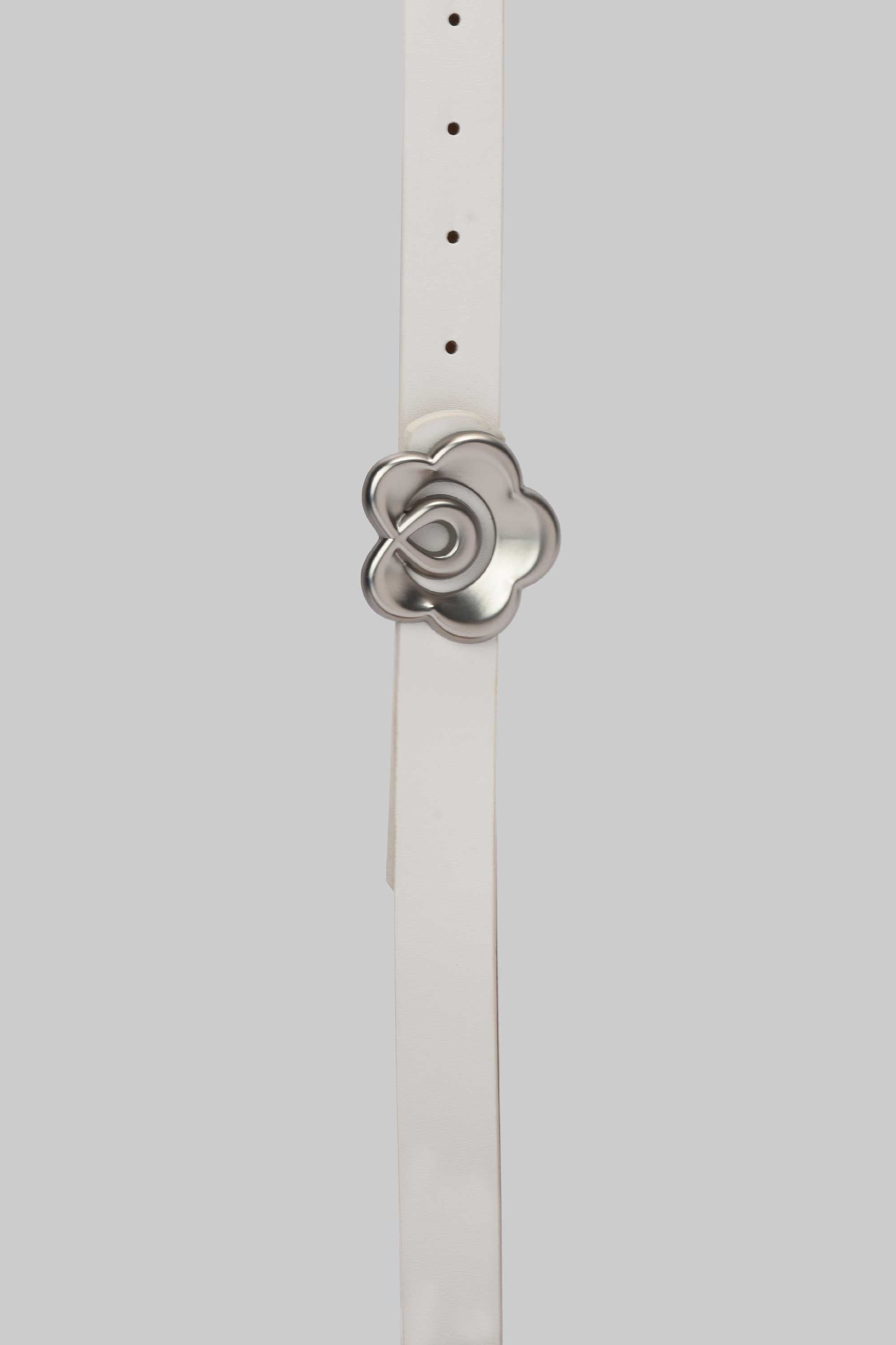 White Floral Buckle Belt belt CZBELT - Cizaro Jeans