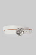 White Floral Buckle Belt belt CZBELT - Cizaro Jeans