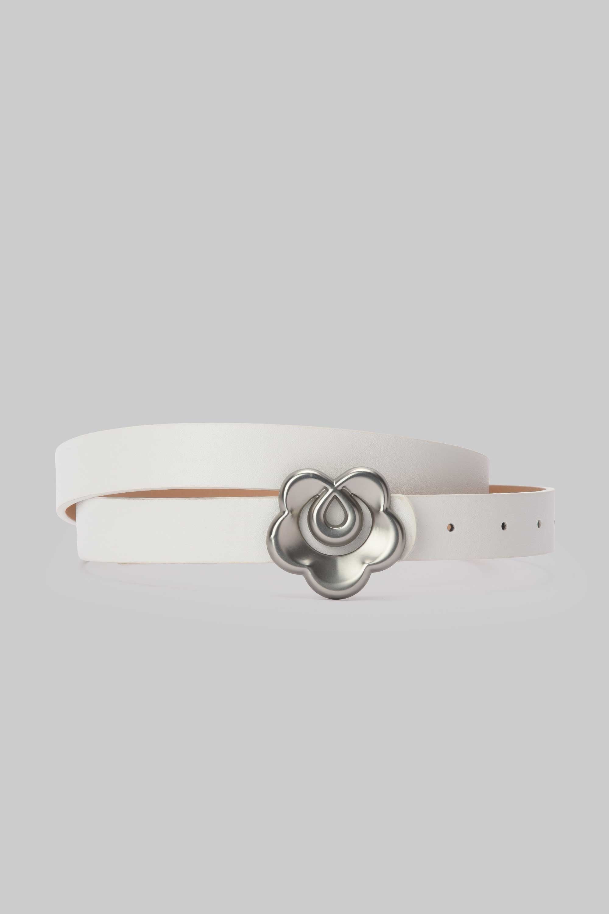 White Floral Buckle Belt belt CZBELT - Cizaro Jeans