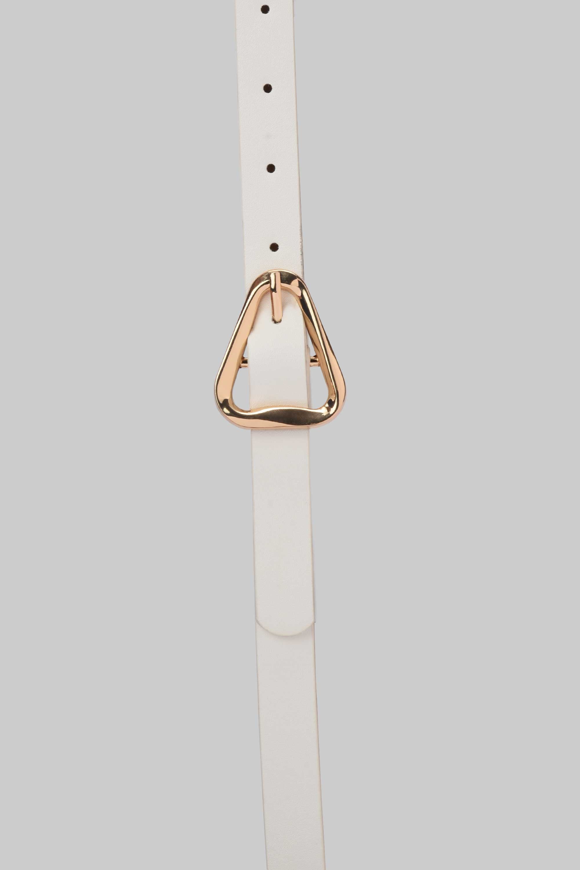 White Geometric Buckle Belt belt CIZARO - Cizaro Jeans