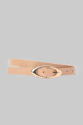 Beige Oval Buckle Slim Belt belt CZBELT - Cizaro Jeans