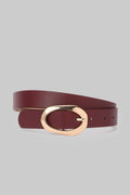 Burgundy Organic Oval Buckle Belt