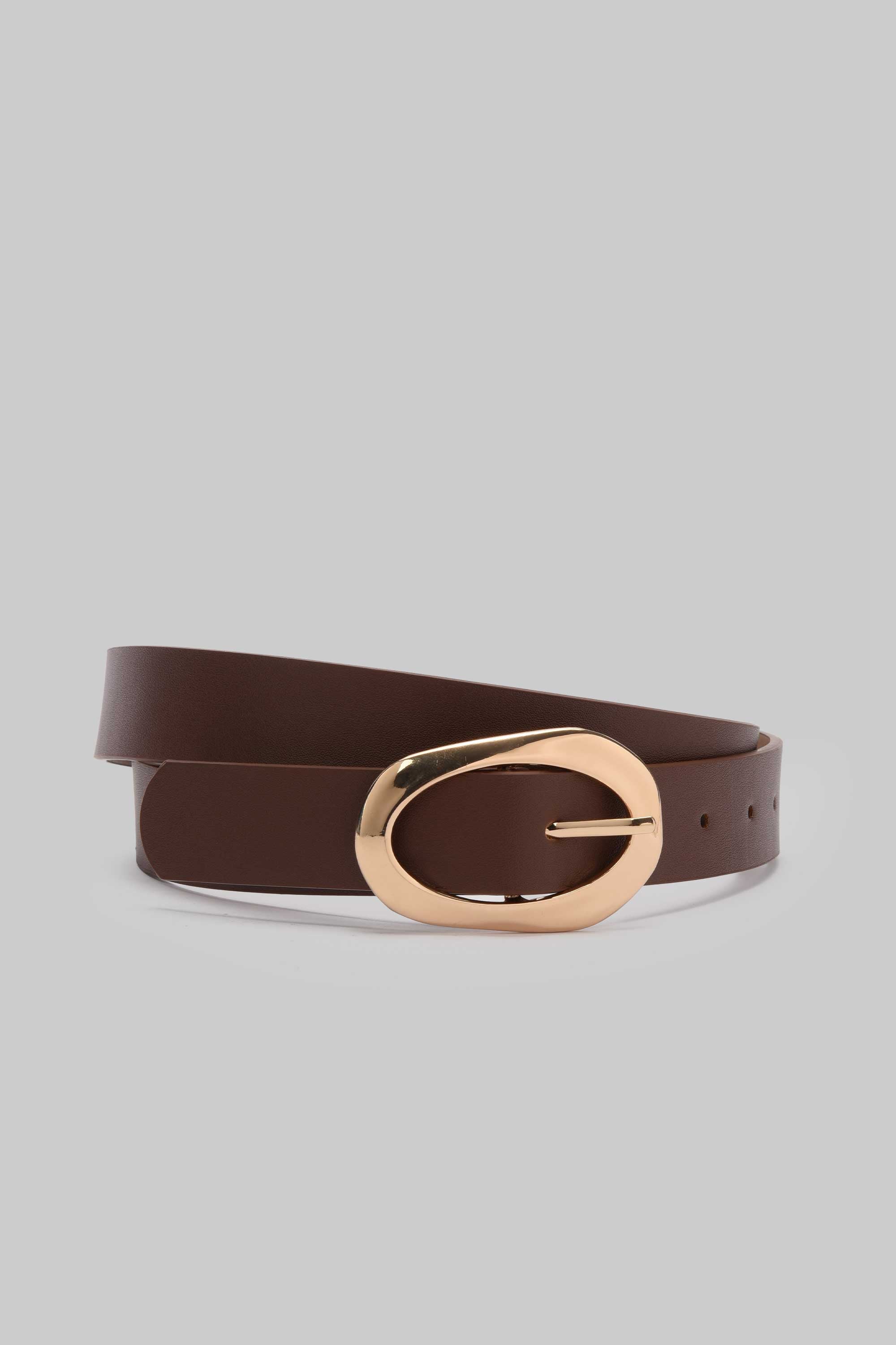 Chocolate Organic Oval Buckle Belt belt CIZARO - Cizaro Jeans