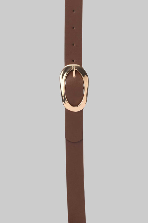 Chocolate Organic Oval Buckle Belt