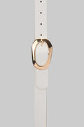 White Organic Oval Buckle Belt belt CIZARO - Cizaro Jeans