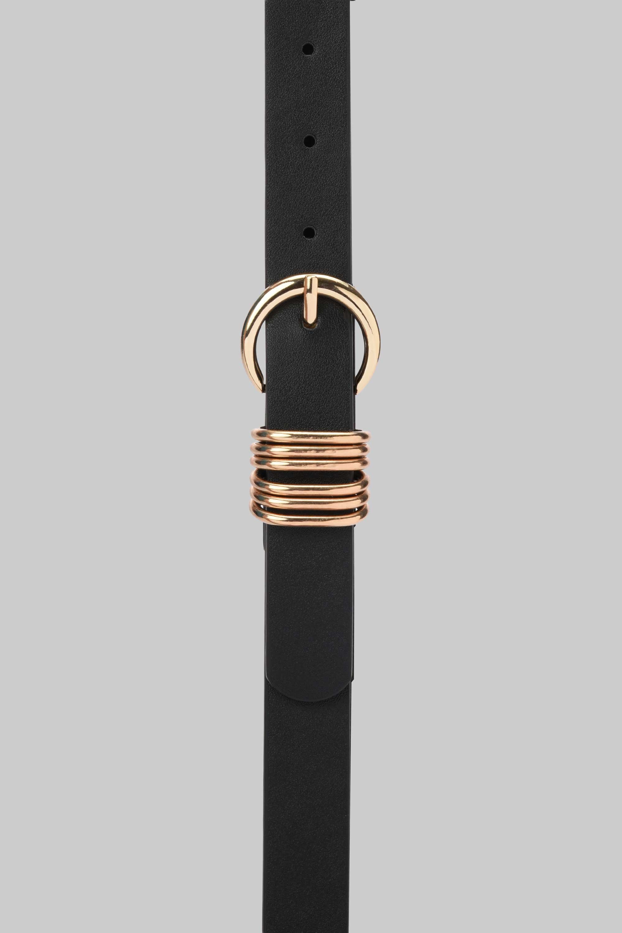 Black Ring Accent Slim Belt belt CIZARO - Cizaro Jeans