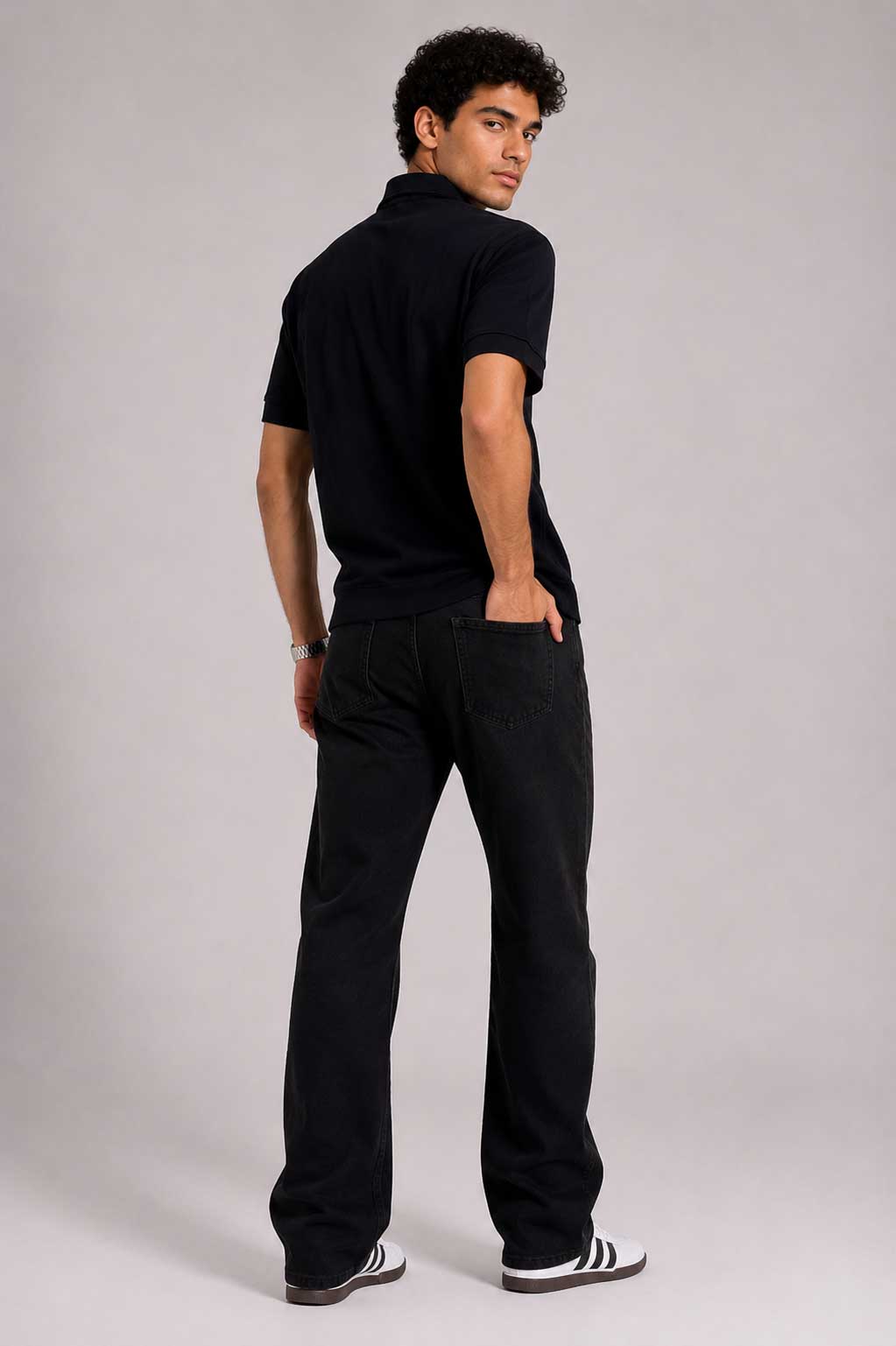 Textured Polo – Black