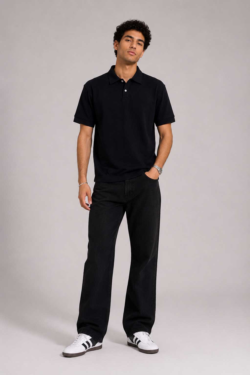 Textured Polo – Black